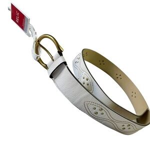 Relic White Studded Jean Belt SzM 31 -35 inch Gold Details NWT